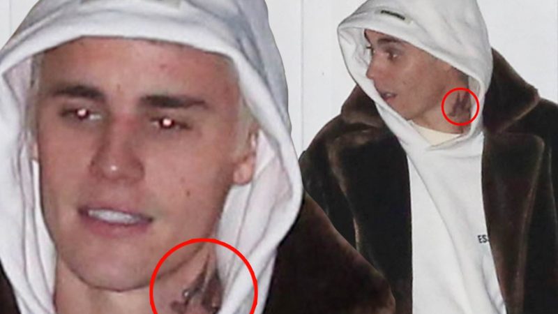 Justin Bieber unveils new neck tattoo of a large bird as he leaves church with wife Hailey