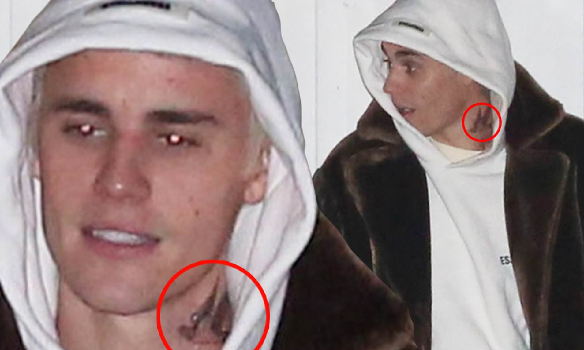 Justin Bieber unveils new neck tattoo of a large bird as he leaves church with wife Hailey