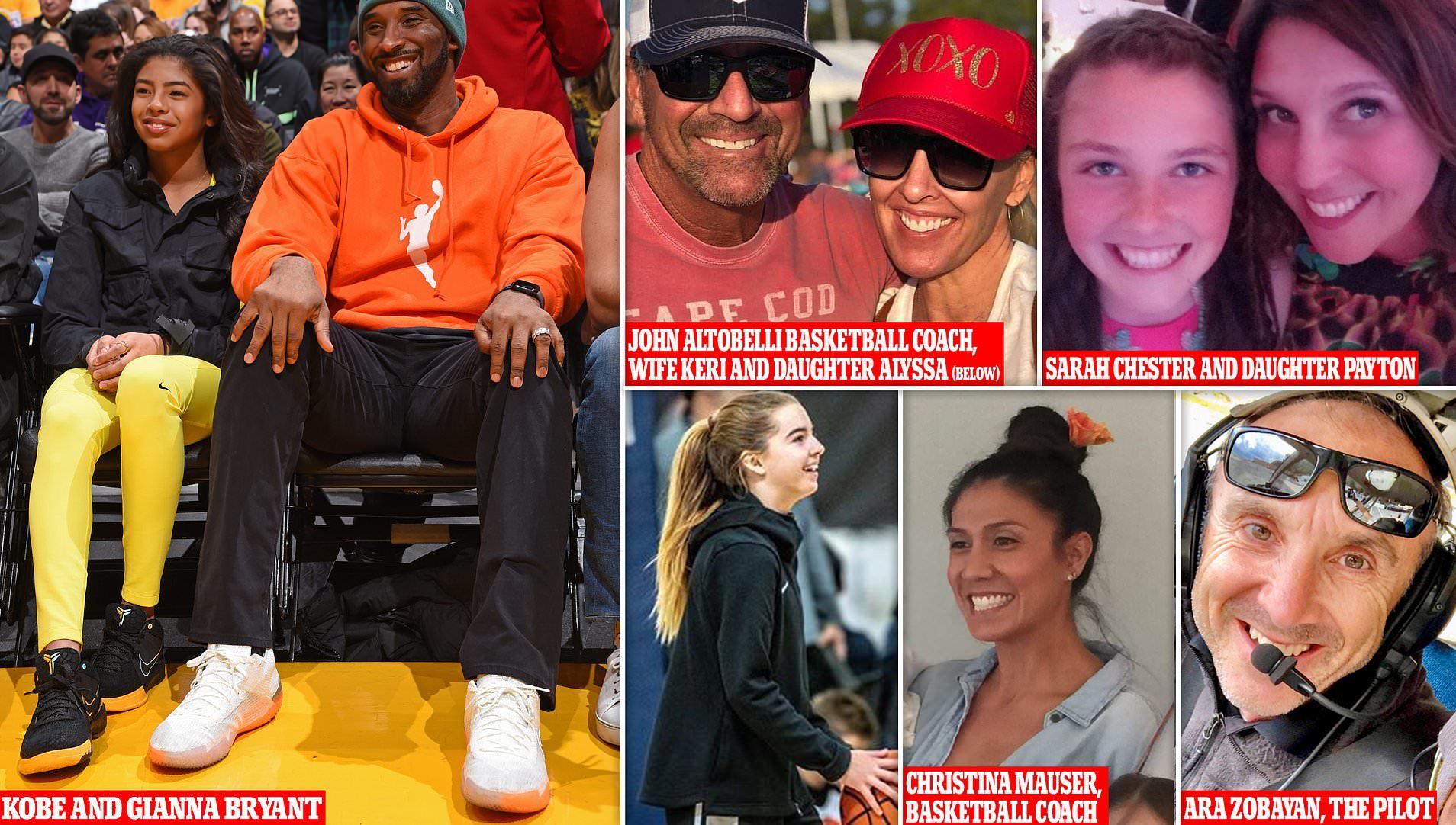 Pictured: All nine victims of helicopter crash that killed Kobe Bryant and his 13-year-old daughter Gianna as tributes are paid to two teenage girls, a basketball coach and the aircraft’s pilot
