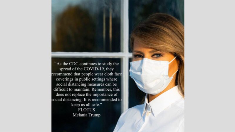 Melania Trump models face covering in new public service announcement