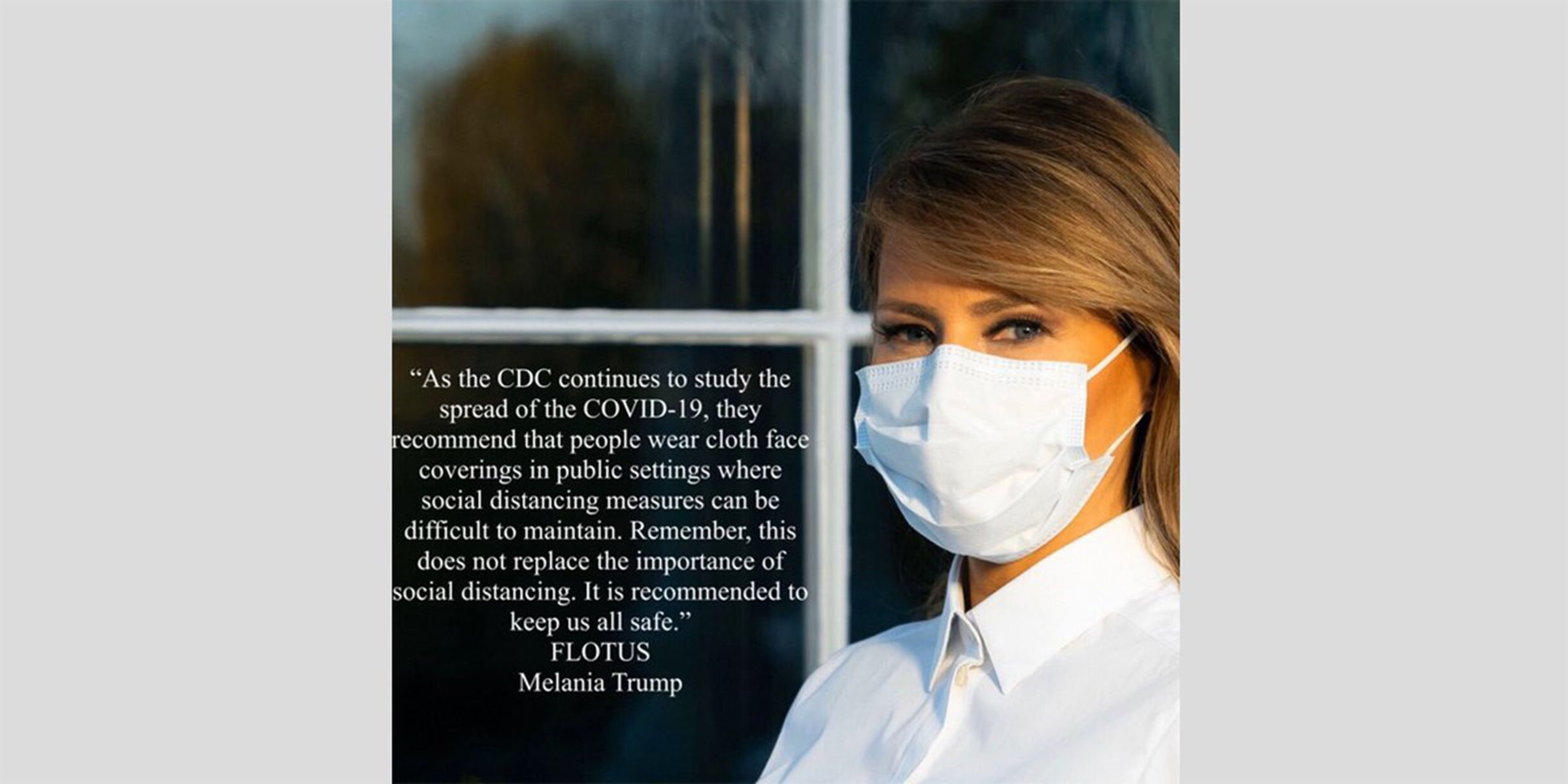 Melania Trump models face covering in new public service announcement