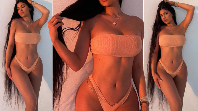 Kylie Jenner flaunts curves in tiny bikini and shows off new long hair that reaches down to her knees