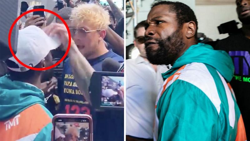 Jake Paul steals Floyd Mayweather’s cap and it ends in a Big brawl