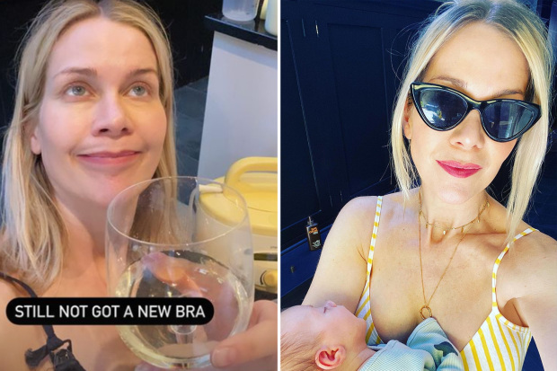Kate Lawler warns off mummy-shamers as she defends having a glass of wine while breastfeeding baby Noa