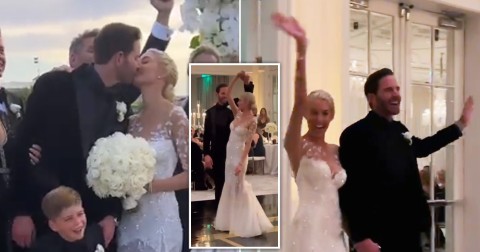 Inside Tarek El Moussa & Heather Rae Young’s lavish wedding featuring flower arches & walls of champagne